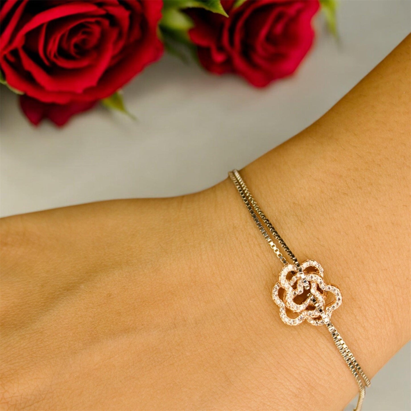 Rose Gold Bloom 925 silver Bracelet - Shineers