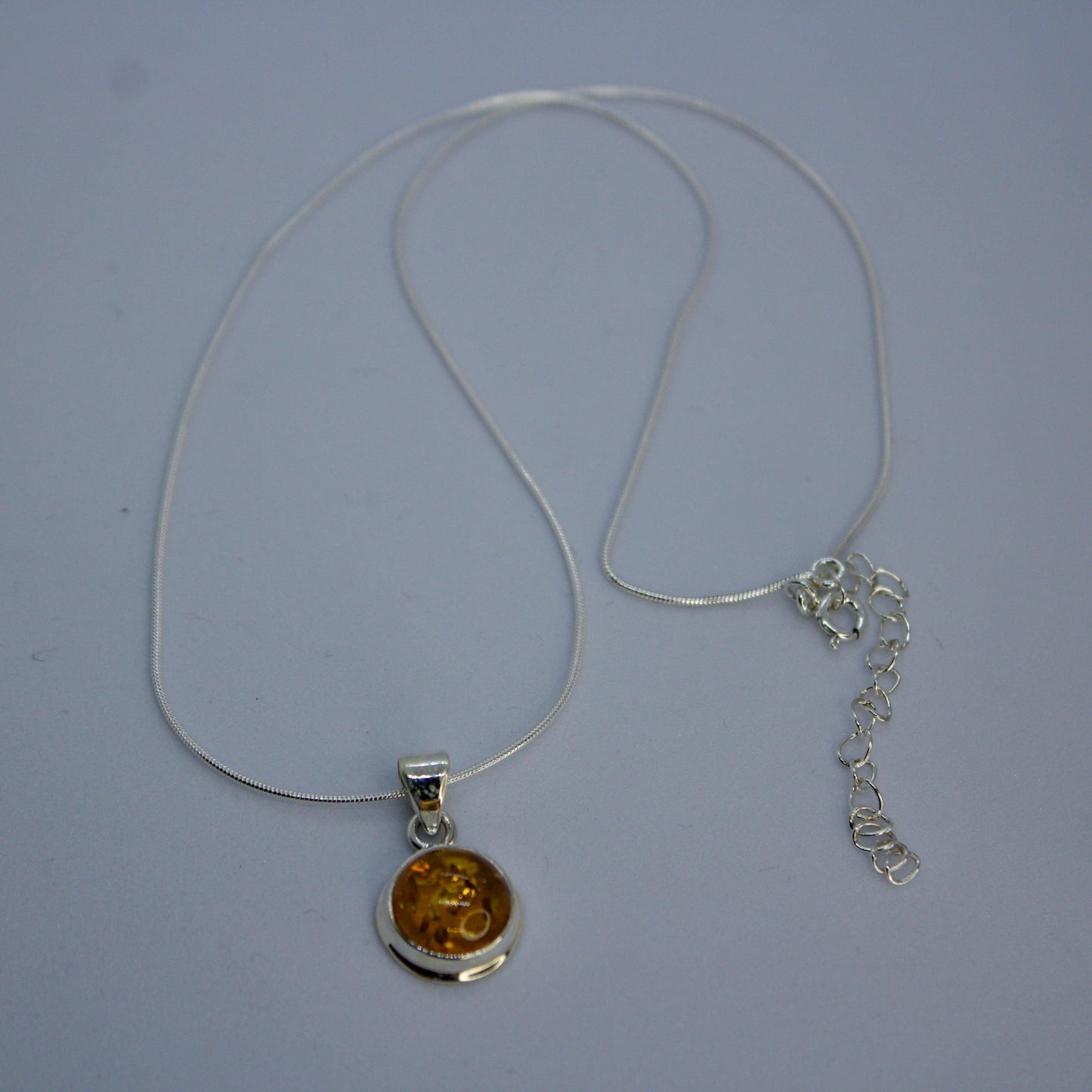Sunset Amber Gemstone 925 Silver Pendant Chain - Shineers