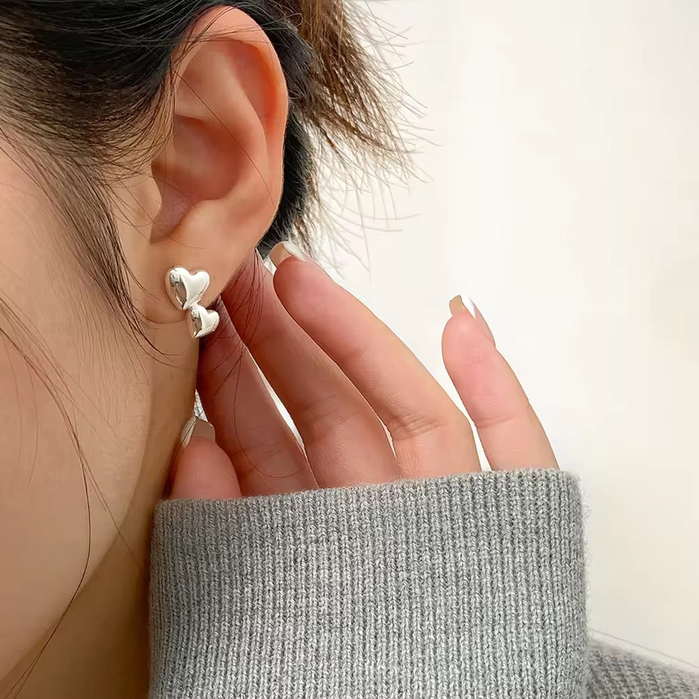 Double Bubble Heart Anti-Tarnish Earrings
