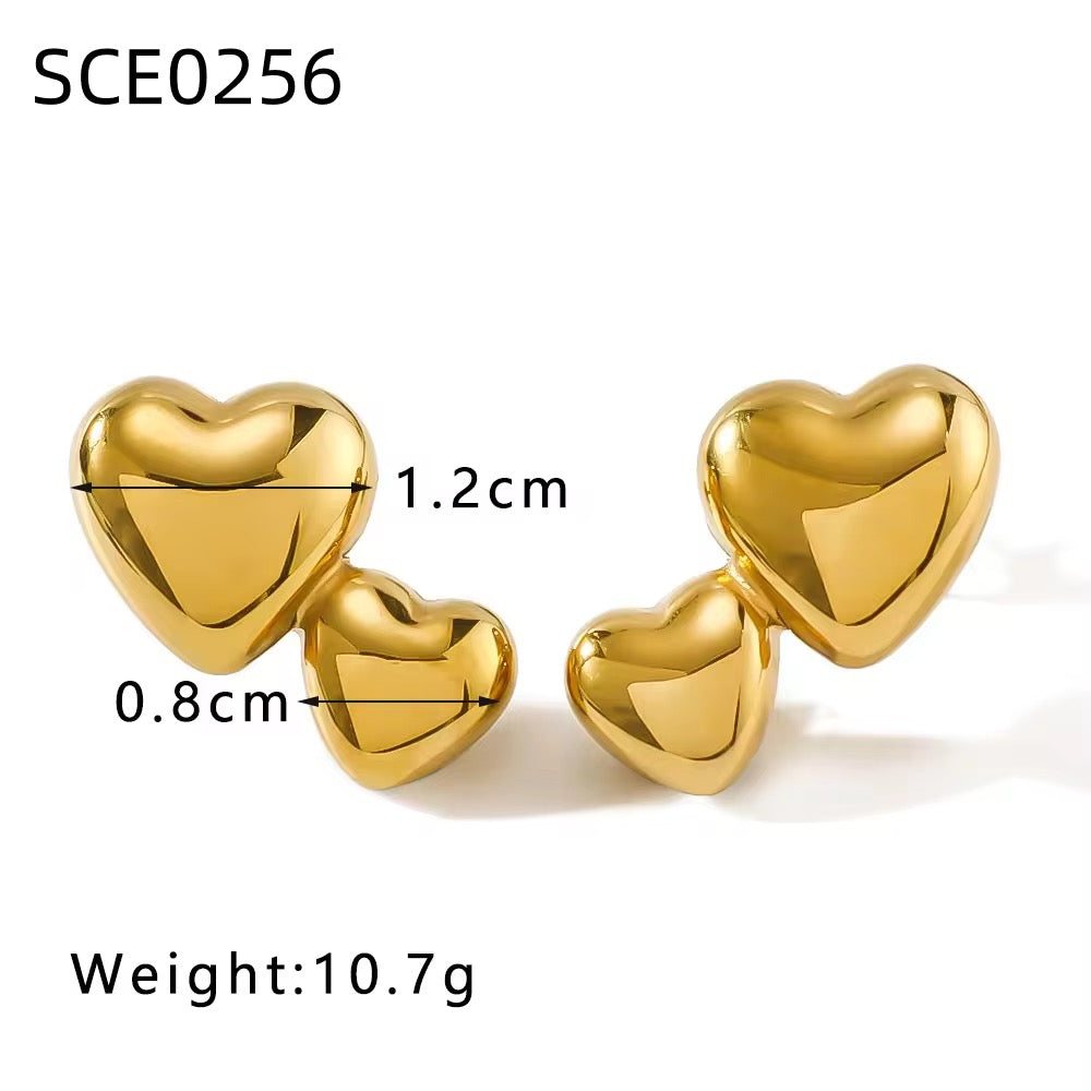 Twin Bubble Heart Earrings