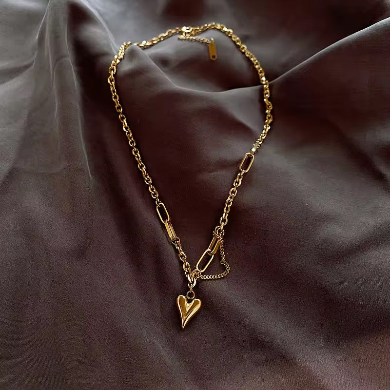 Heart Double Chain Pendant Necklace
