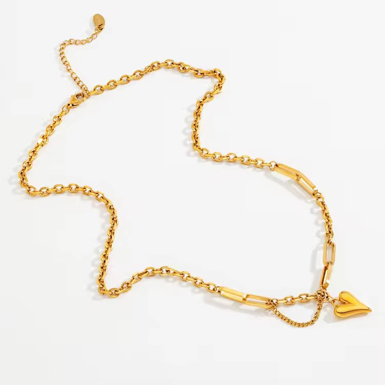 Heart Double Chain Pendant Necklace