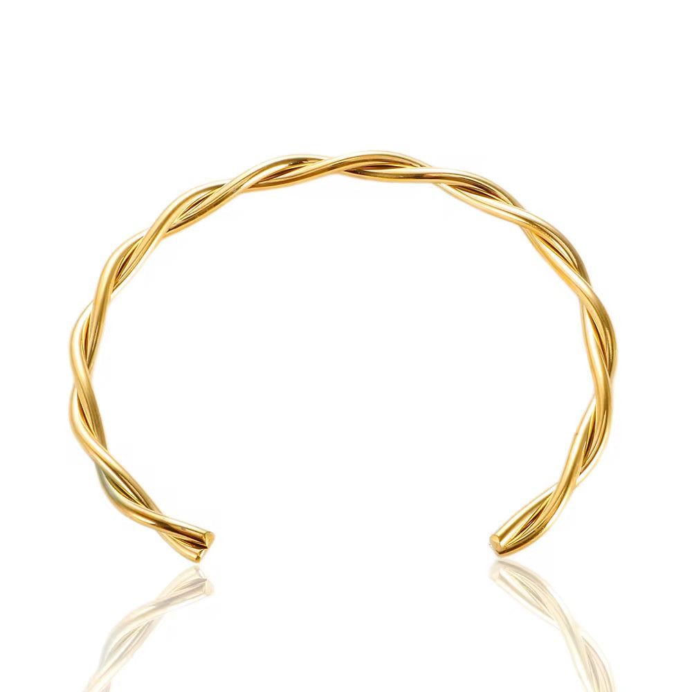 Twist Half Bangle 18K Gold Plated Bracelet