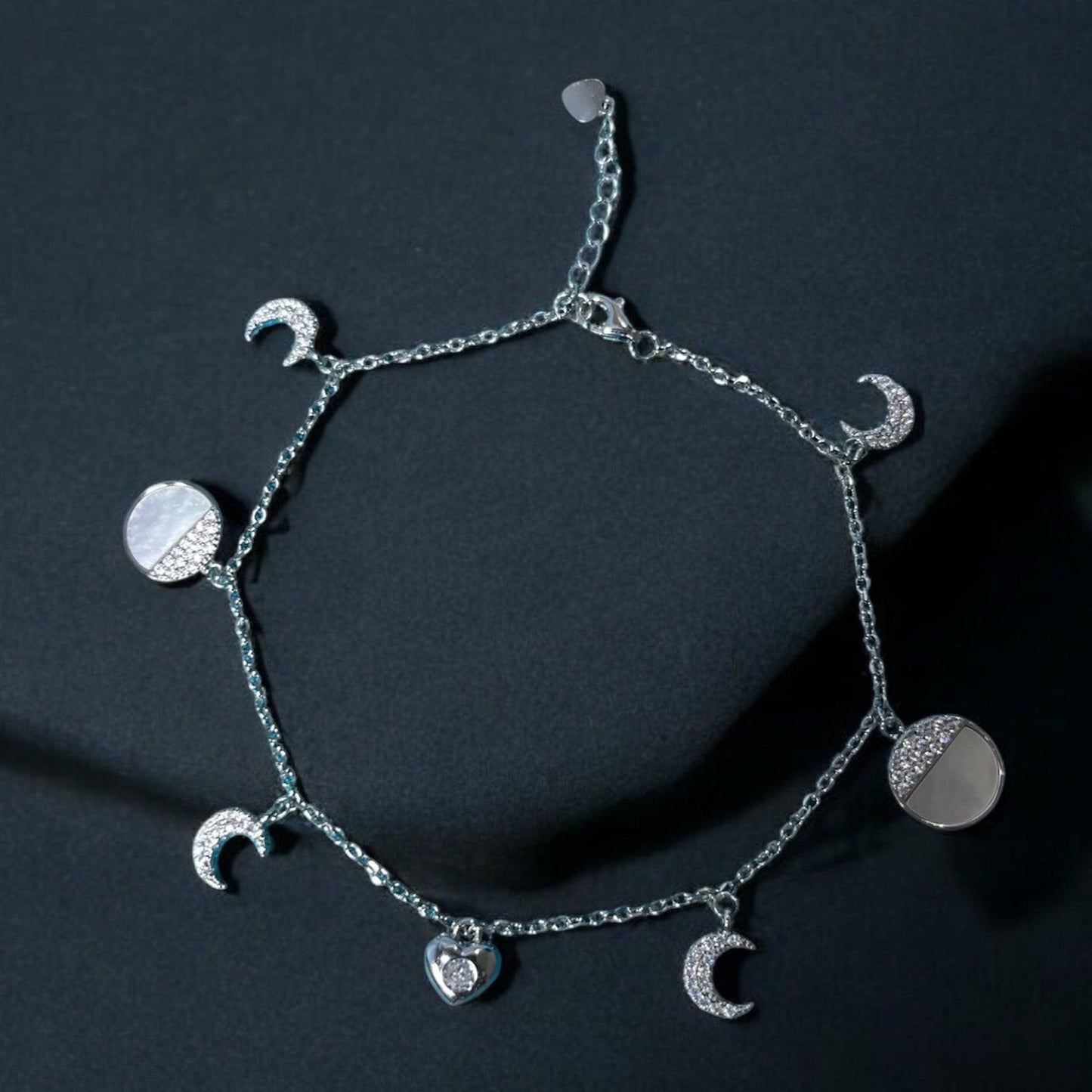 Moon charms 925 silver Anklet - Shineers