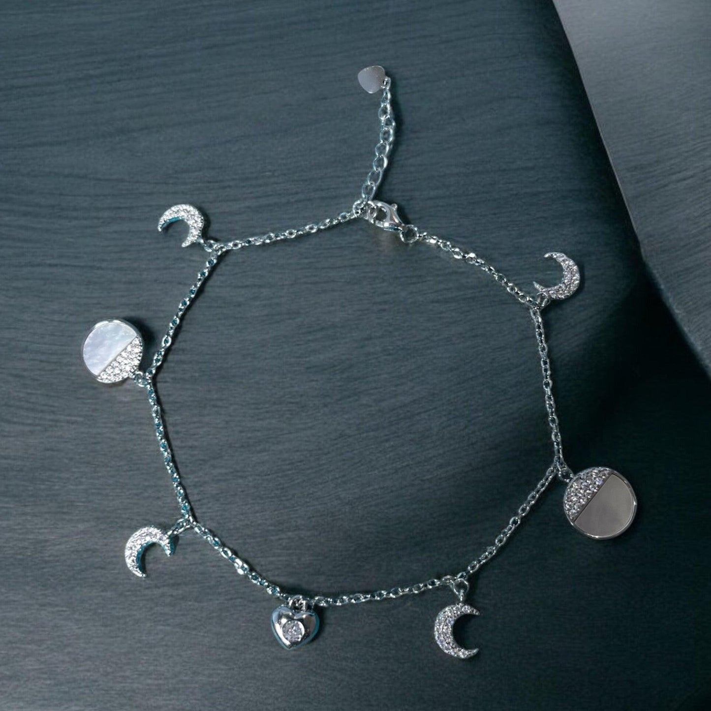 Moon charms 925 silver Anklet - Shineers