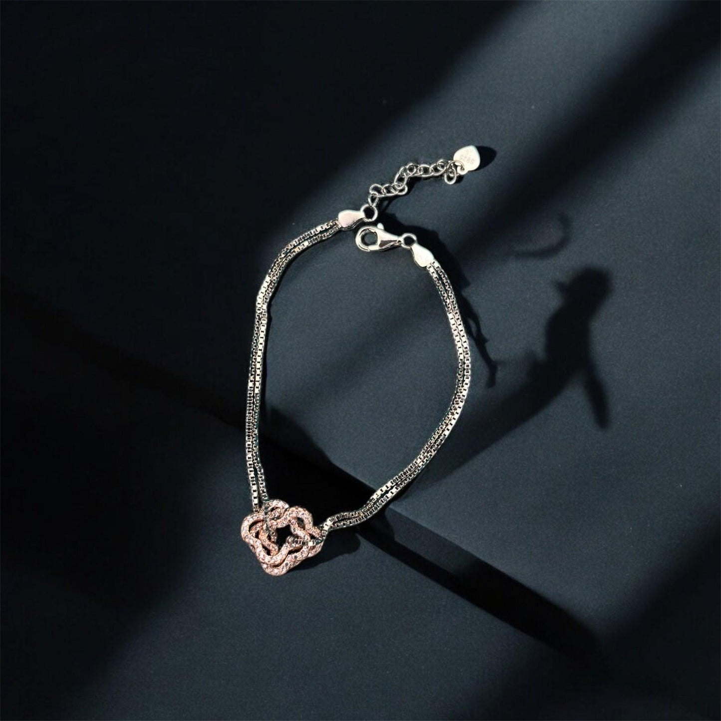 Rose Gold Bloom 925 silver Bracelet - Shineers