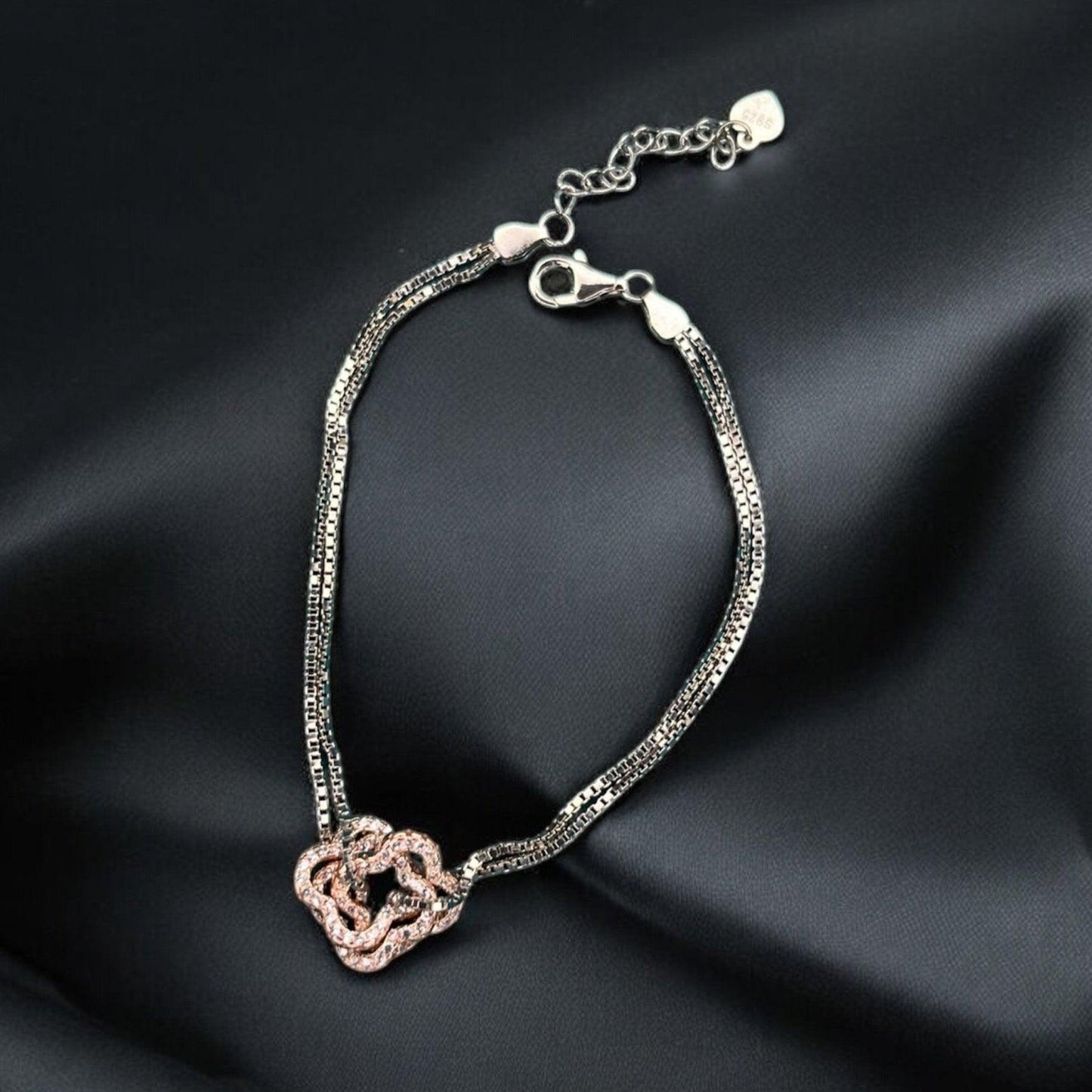 Rose Gold Bloom 925 silver Bracelet - Shineers