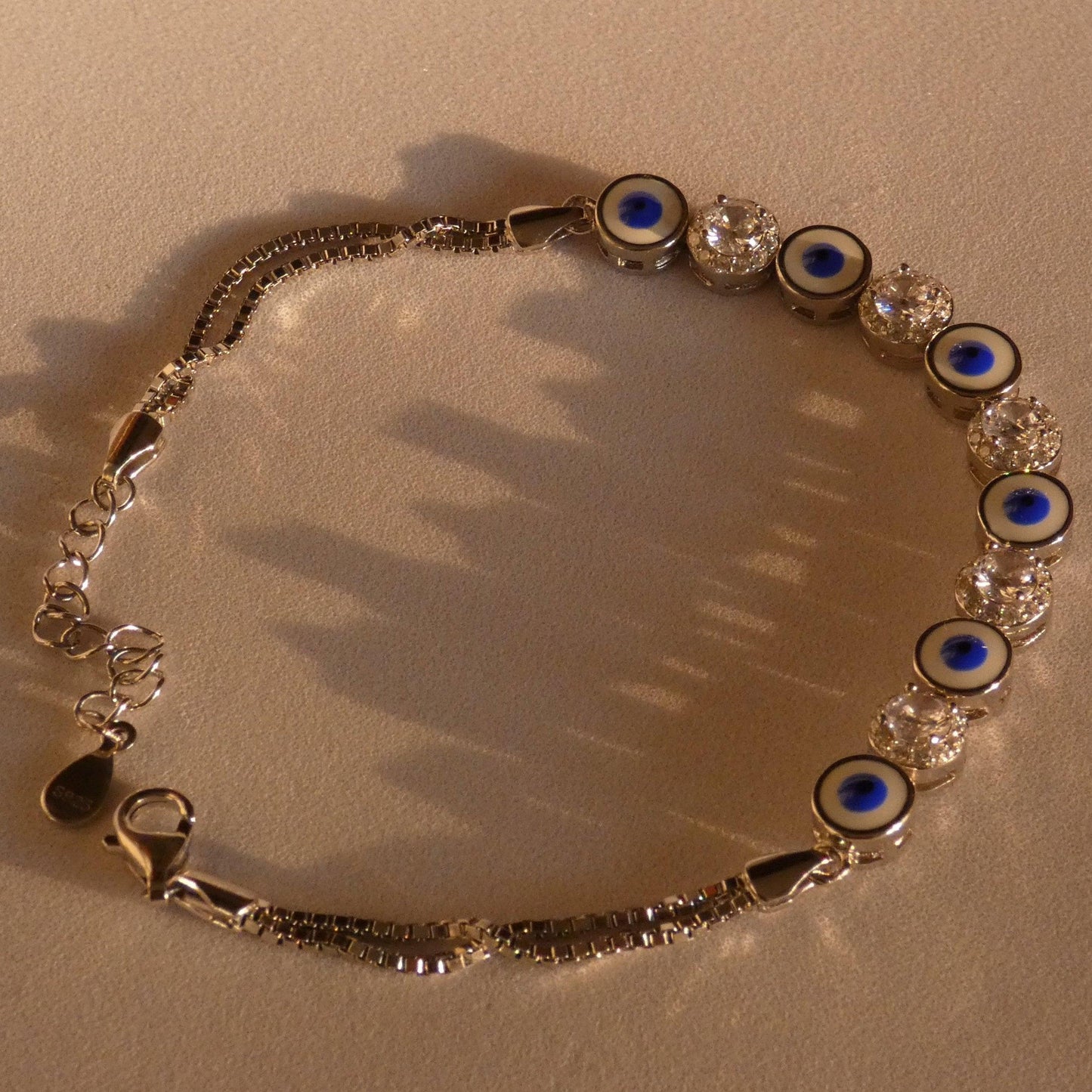 Evil Eye Charm 925 Sterling Silver Bracelet - Shineers