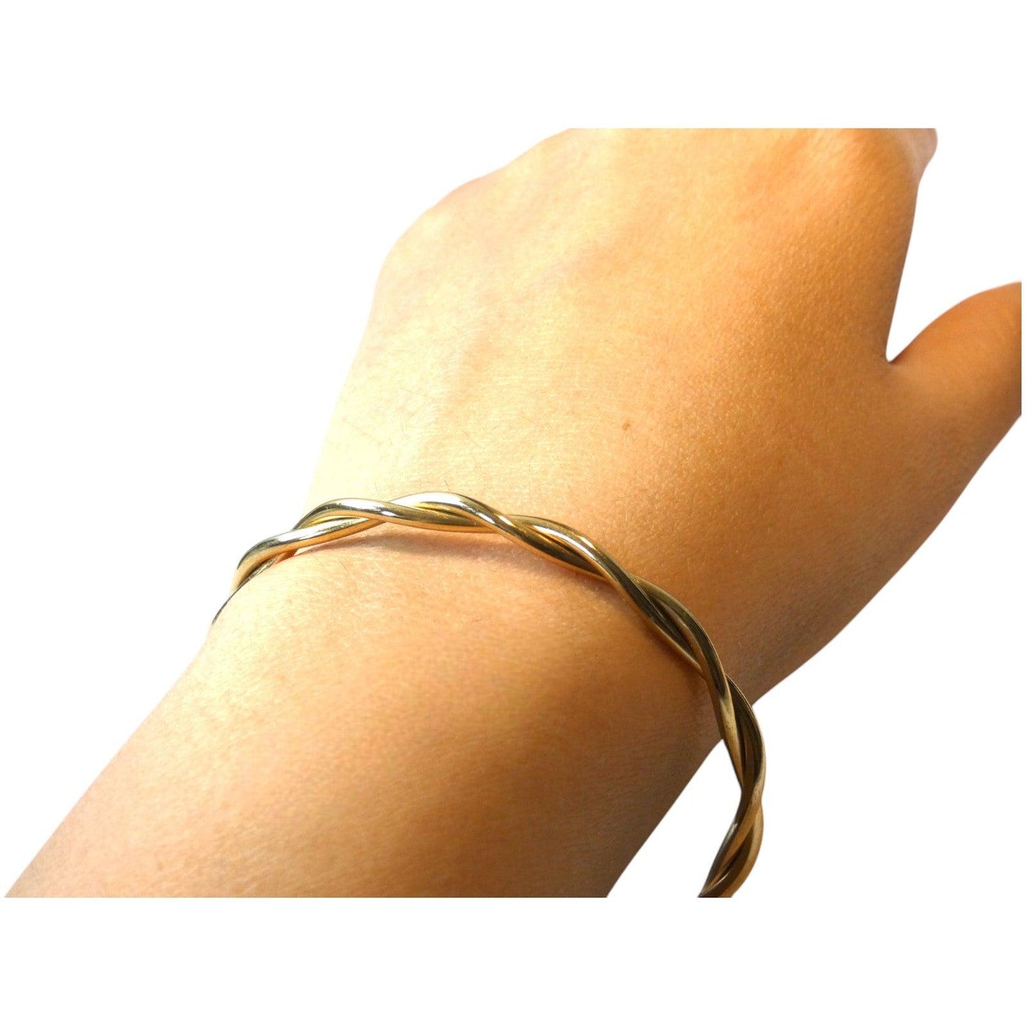 Twist Half Bangle 18K Gold Plated Bracelet - Shineers
