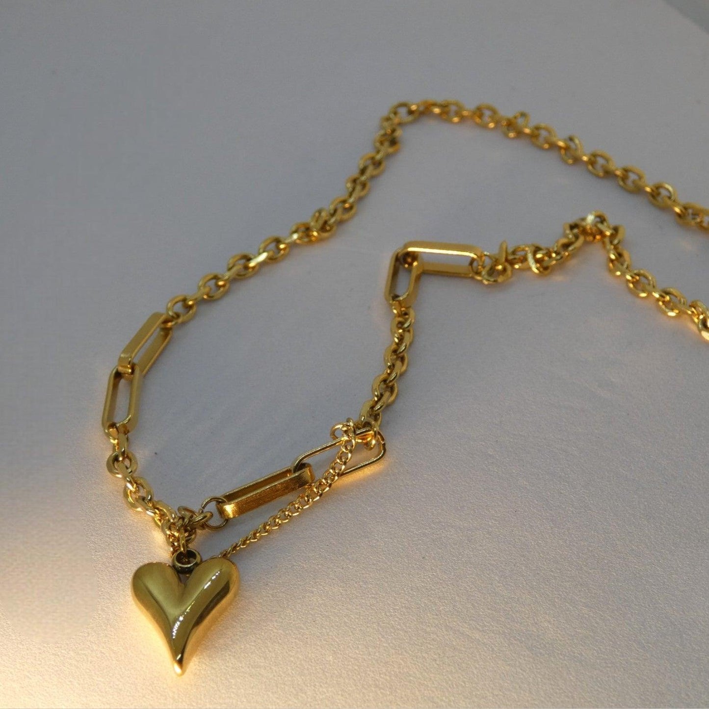 Heart Double Chain Pendant Necklace - Shineers