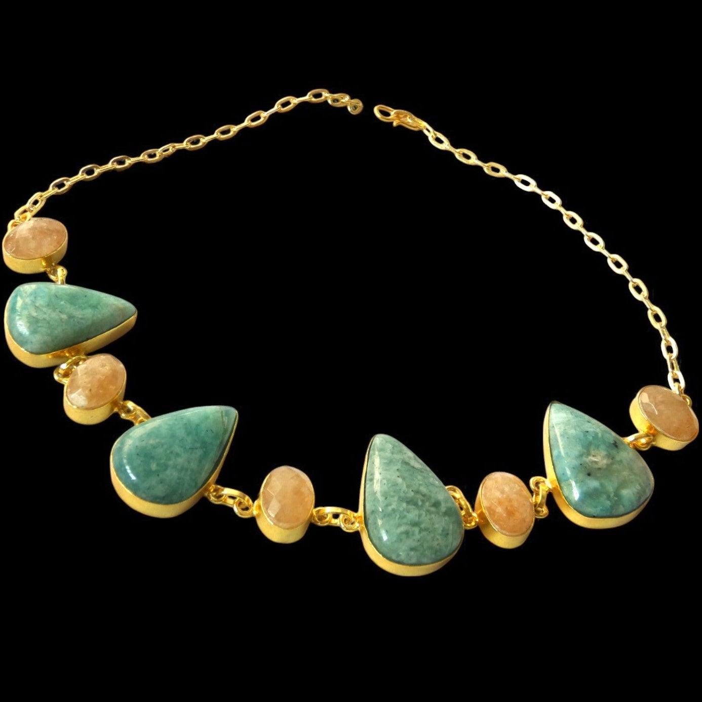 Natural Stone Handcrafted Gold Plated Choker - Shineers