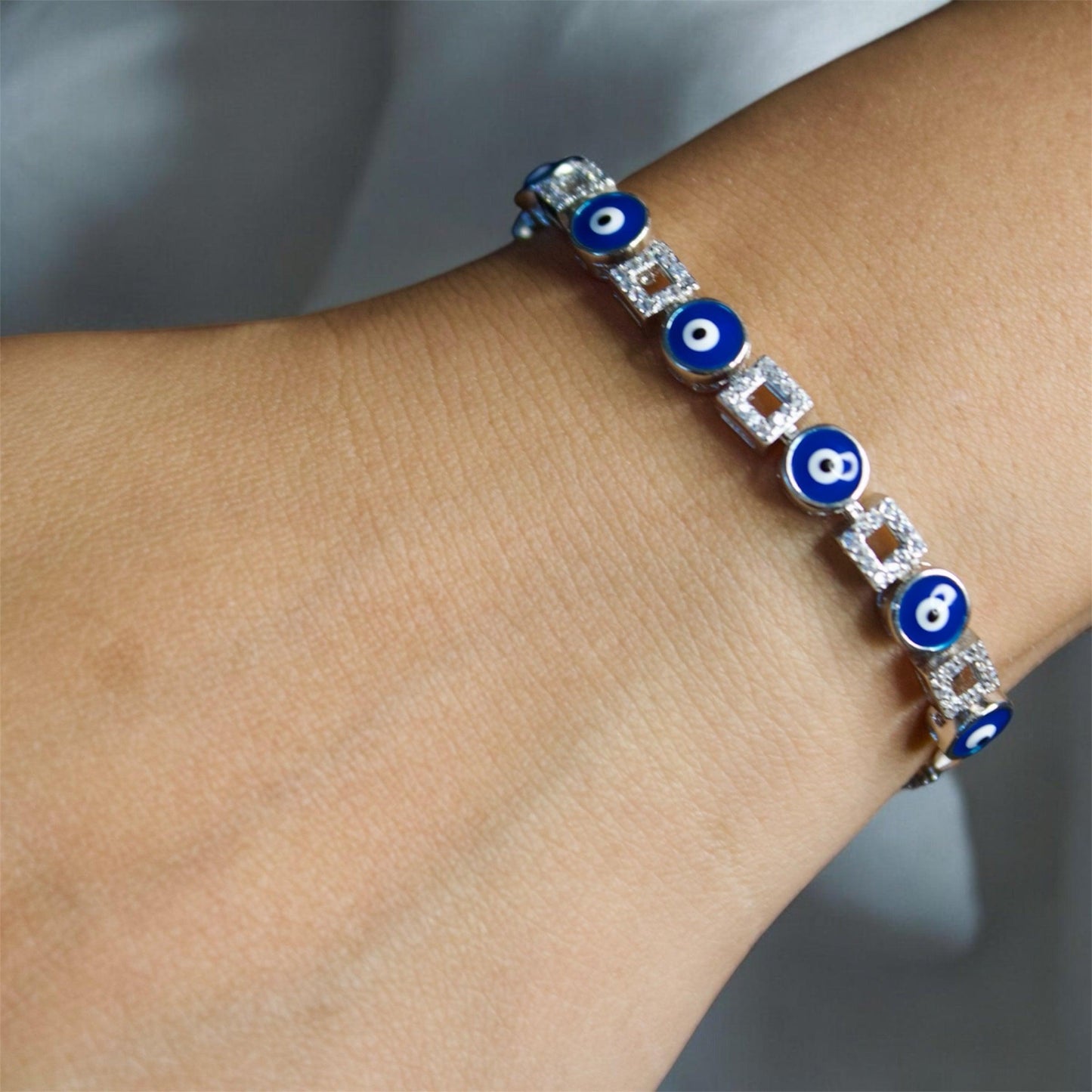 Protective Eye Blue stone 925 Sterling Silver Bracelet - Shineers