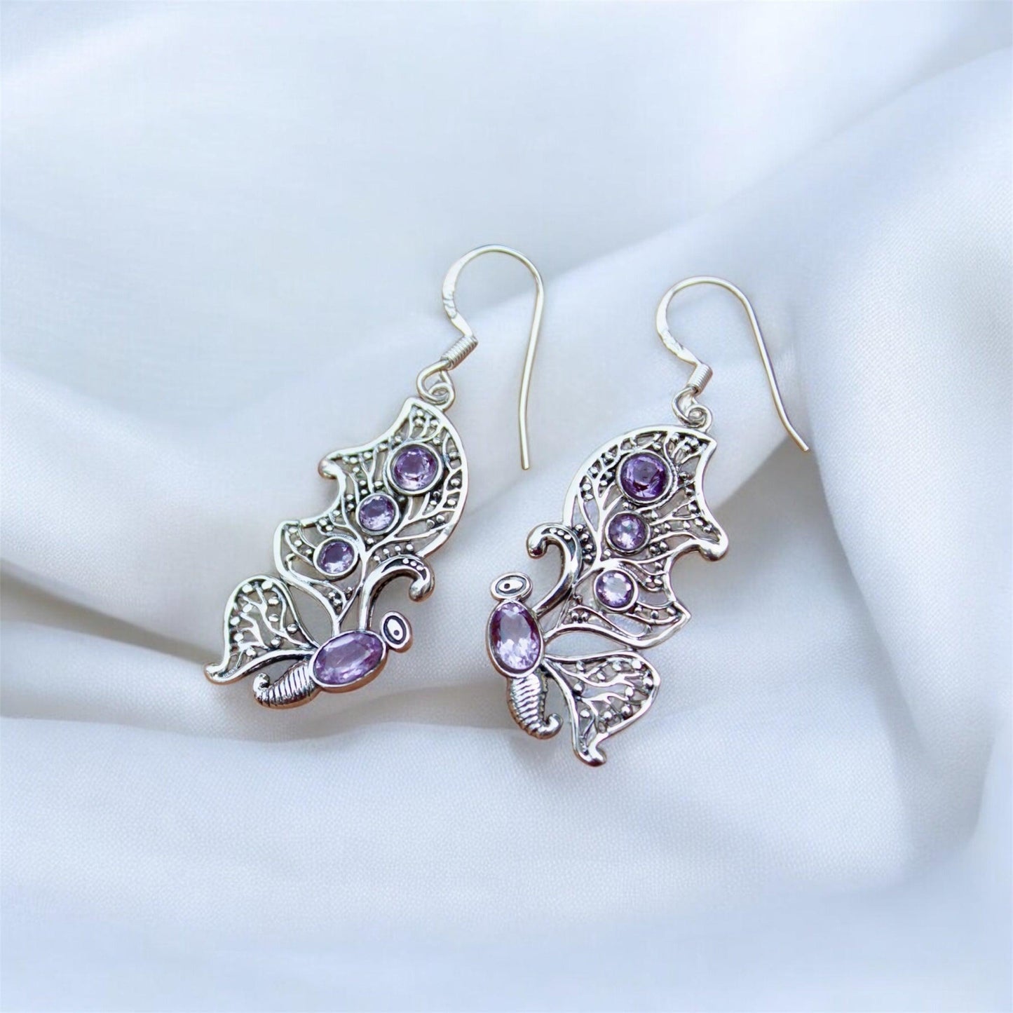 Butterfly Lolite Gemstone 925 Silver Earrings - Shineers