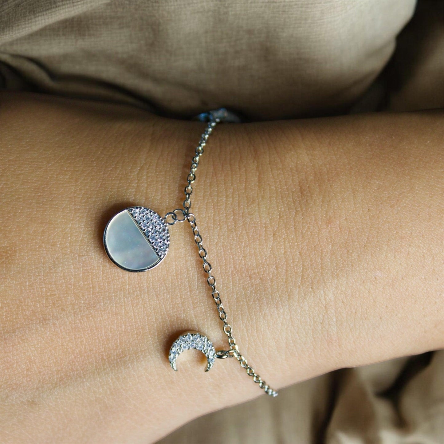 Moon charms 925 silver Anklet - Shineers