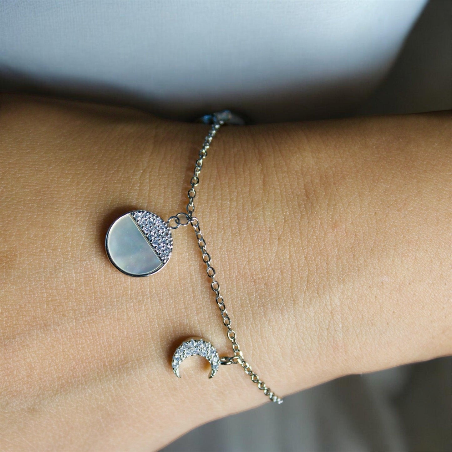 Moon charms 925 silver Anklet - Shineers
