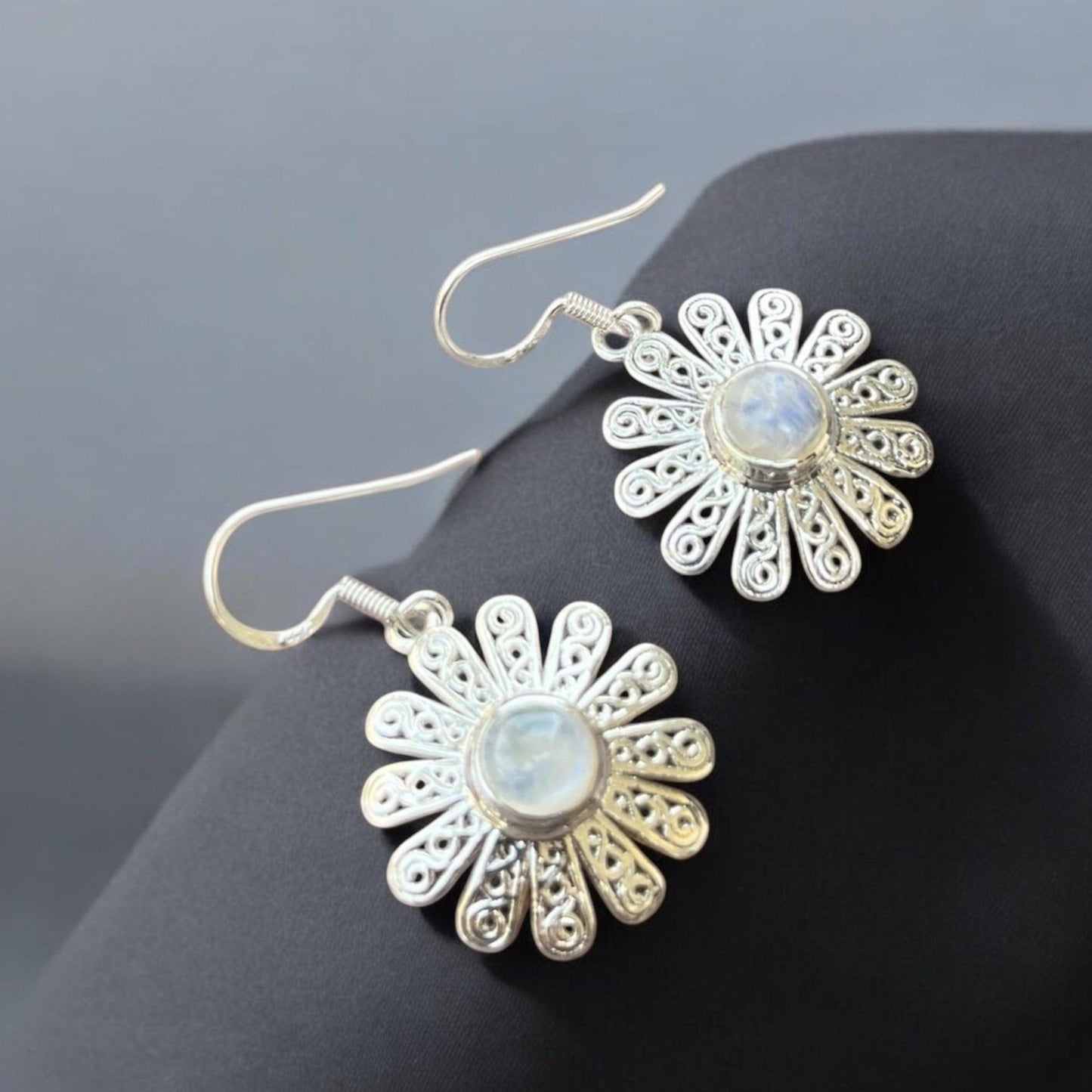 Daisy Moonstone 925 Silver Earring - Shineers