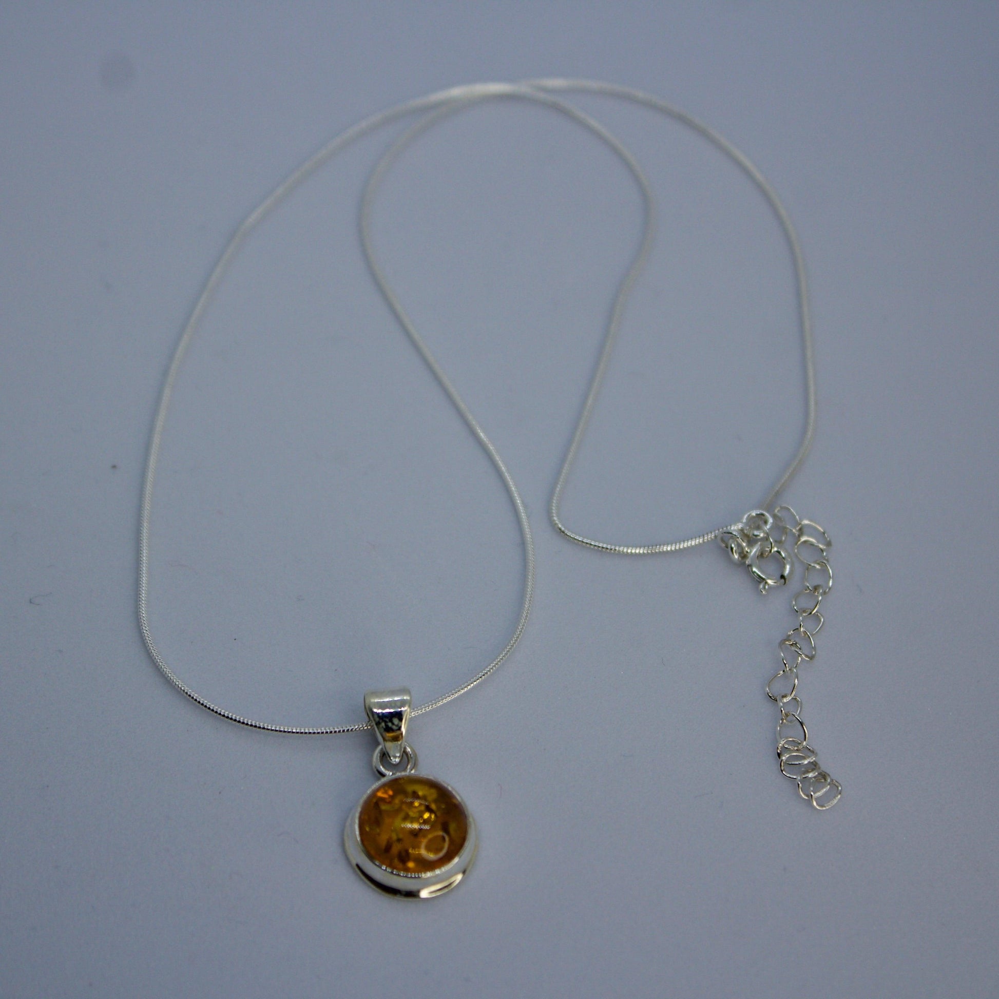 Sunset Amber Gemstone 925 Silver Pendant Chain - Shineers