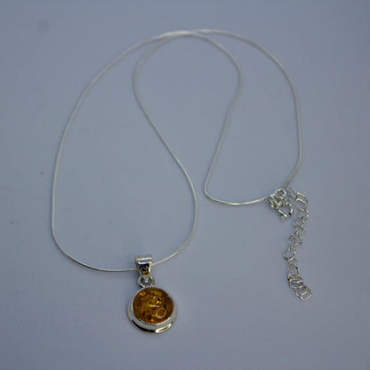 Sunset Amber Gemstone 925 Silver Pendant Chain - Shineers