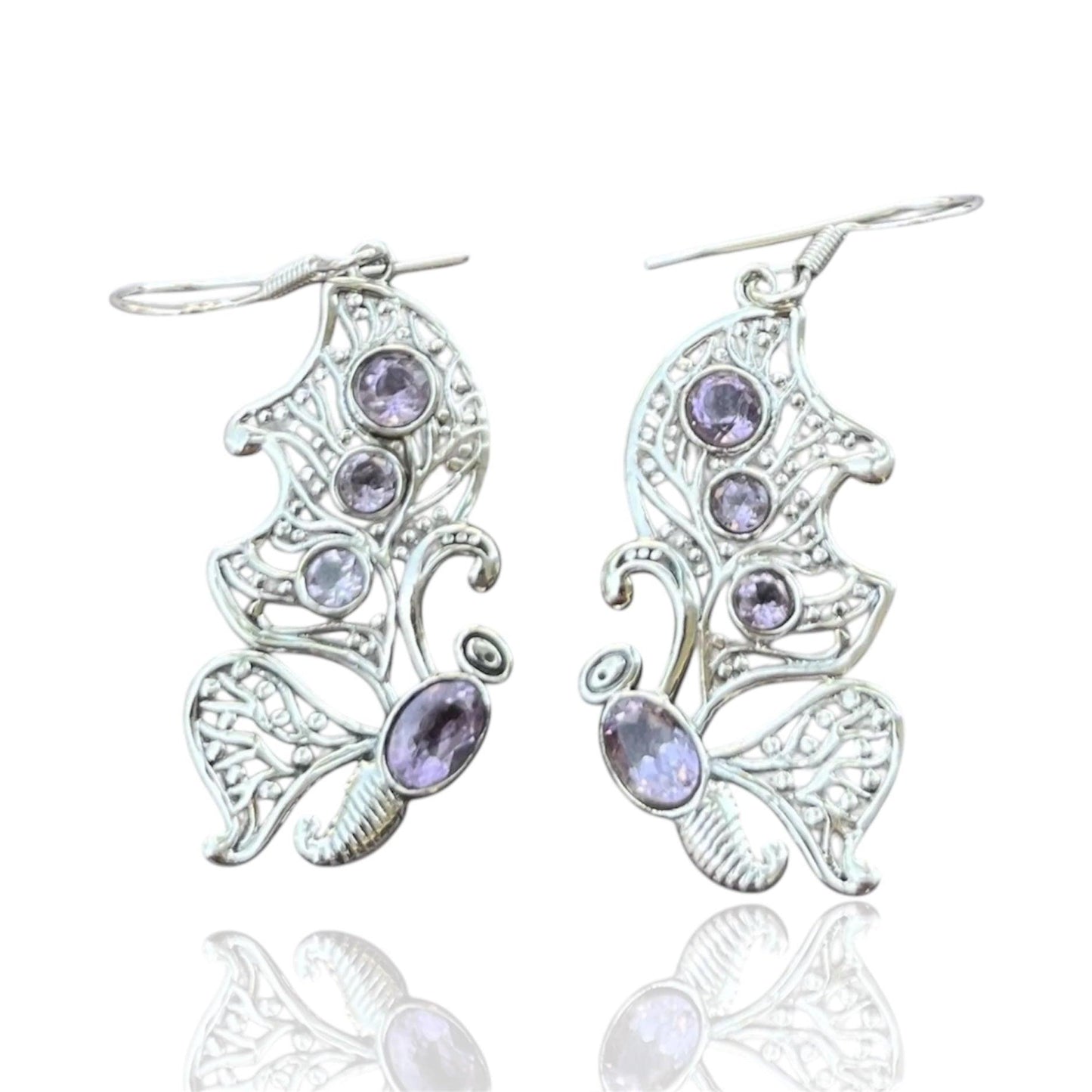 Butterfly Lolite Gemstone 925 Silver Earrings - Shineers