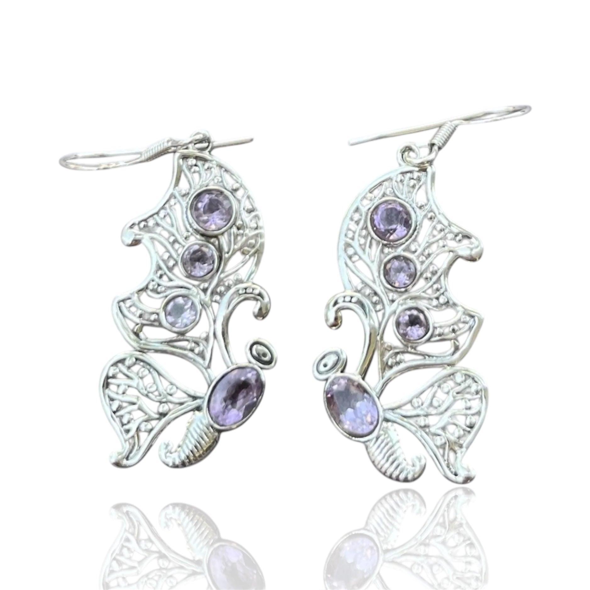 Butterfly Lolite Gemstone 925 Silver Earrings - Shineers