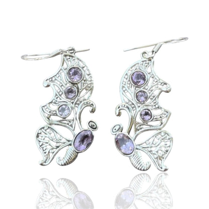 Butterfly Lolite Gemstone 925 Silver Earrings - Shineers