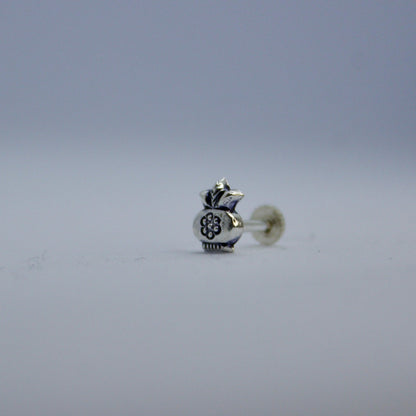 Kalash 925 Silver Oxidised Nose Pin - Shineers