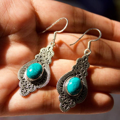 Skyline Spark Turquoise 925 Silver Earrings - Shineers