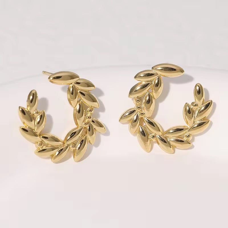 Leaf Loop Earrings