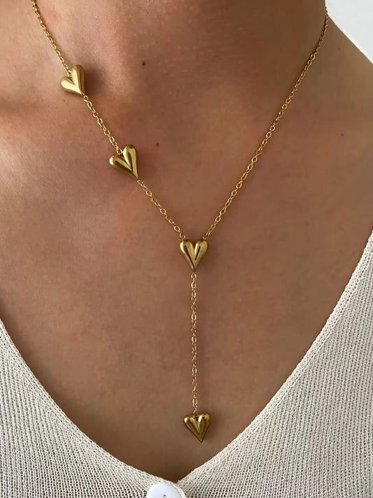 Bubble Heart Lariat Necklace