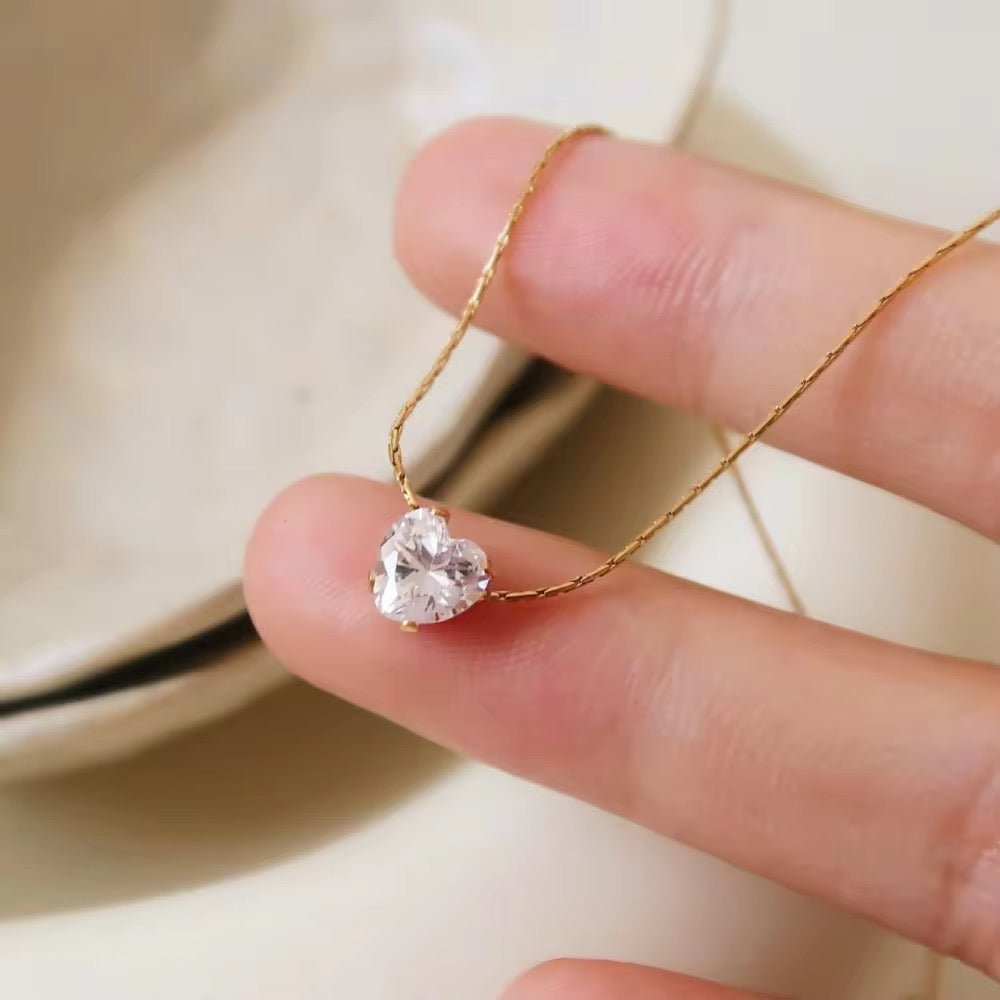 Crystal Heart Dainty Necklace