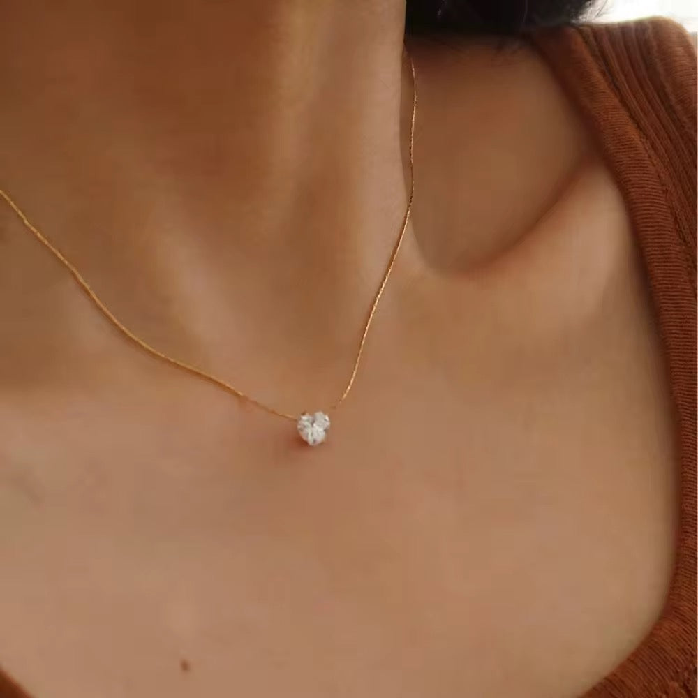 Crystal Heart Dainty Necklace
