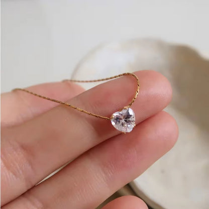 Crystal Heart Dainty Necklace