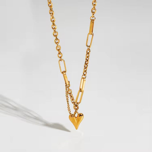 Heart Double Chain Pendant Necklace
