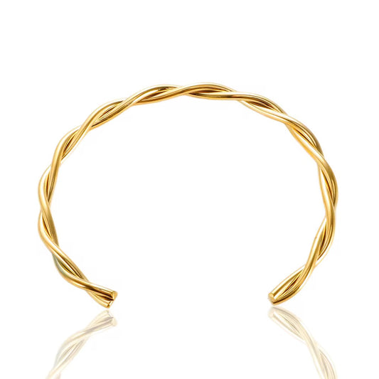 Twist Half Bangle 18K Gold Plated Bracelet