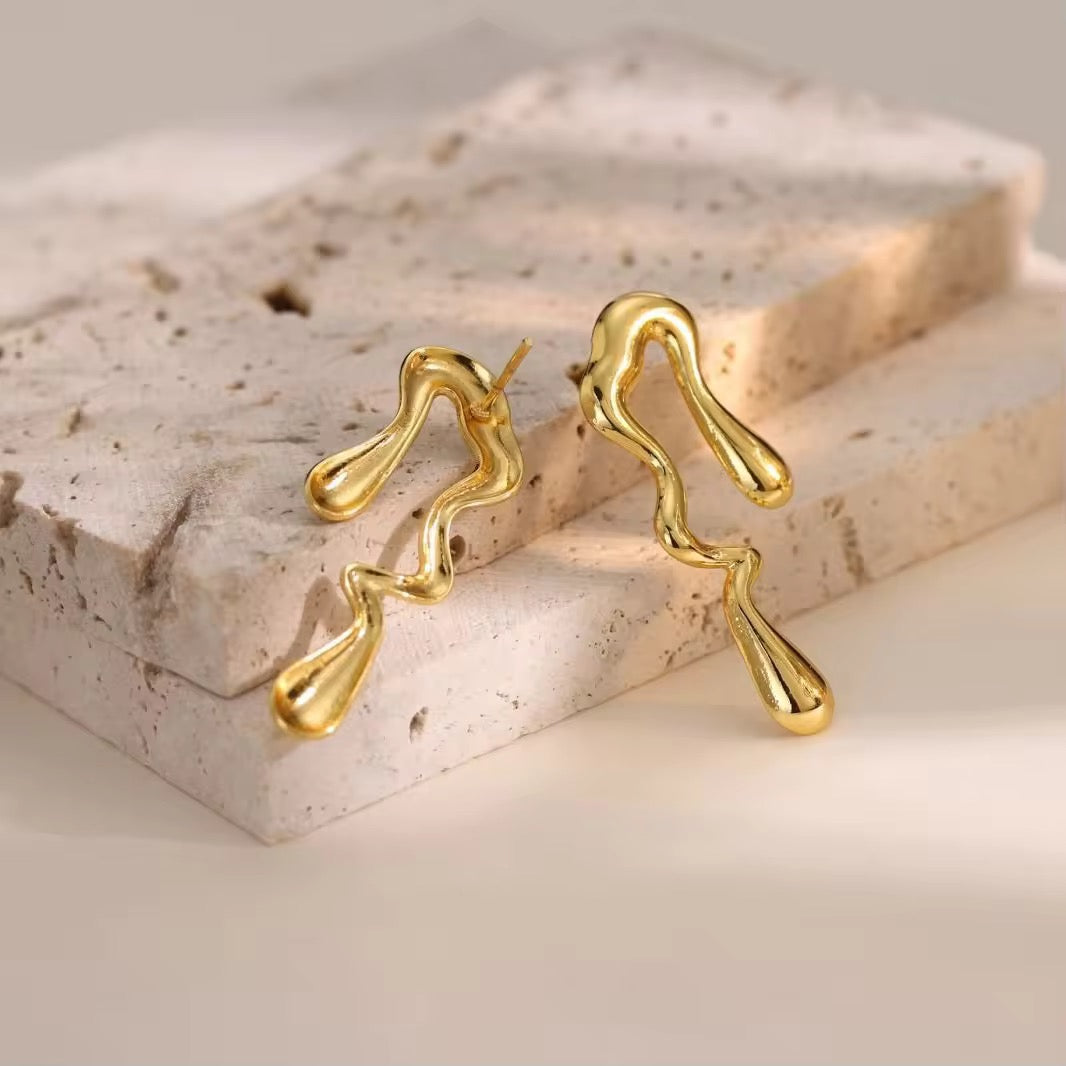 Melted 18K Gold Plated Anti Tarnish Earring