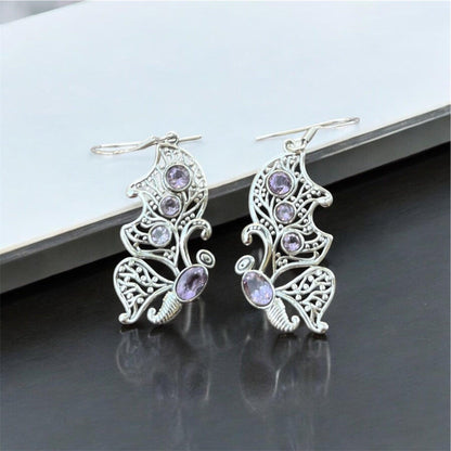 Butterfly Lolite Gemstone 925 Silver Earrings - Shineers