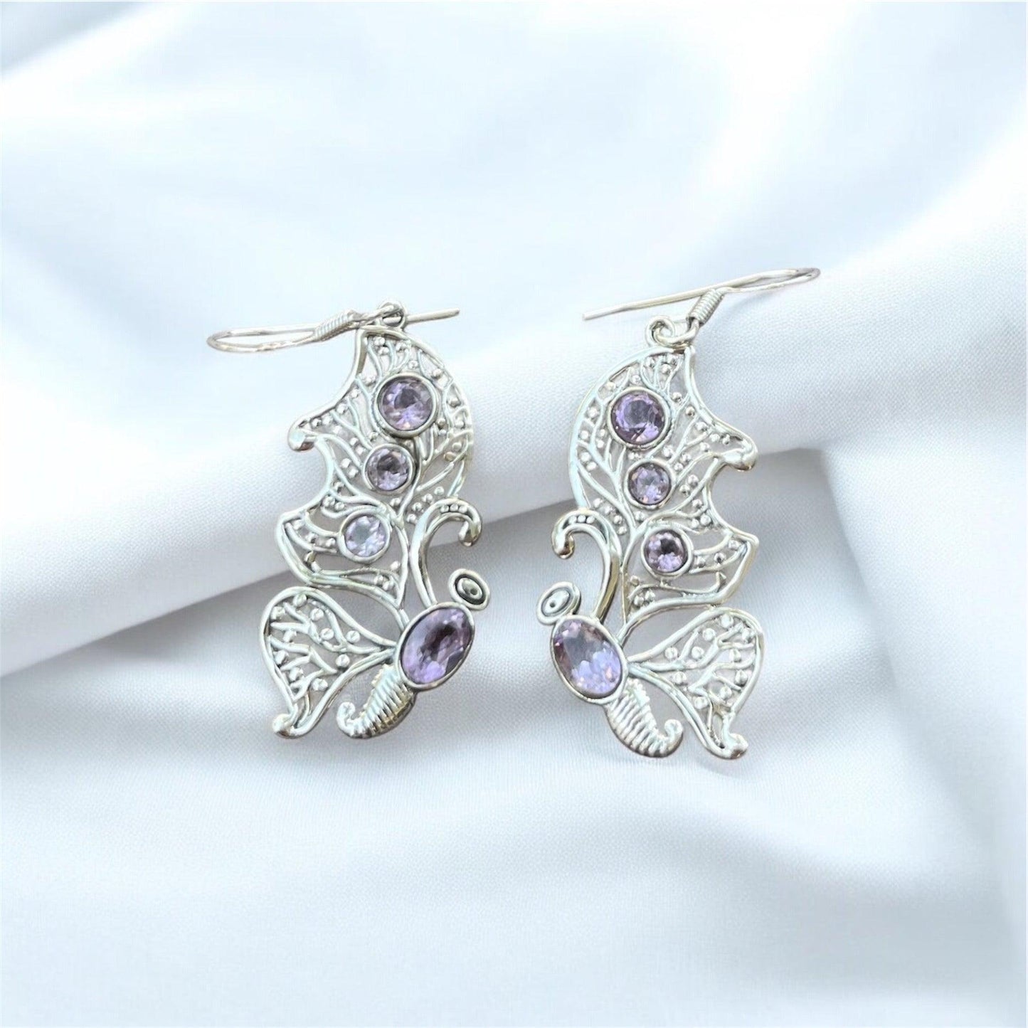 Butterfly Lolite Gemstone 925 Silver Earrings - Shineers