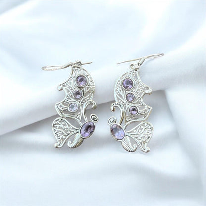 Butterfly Lolite Gemstone 925 Silver Earrings - Shineers