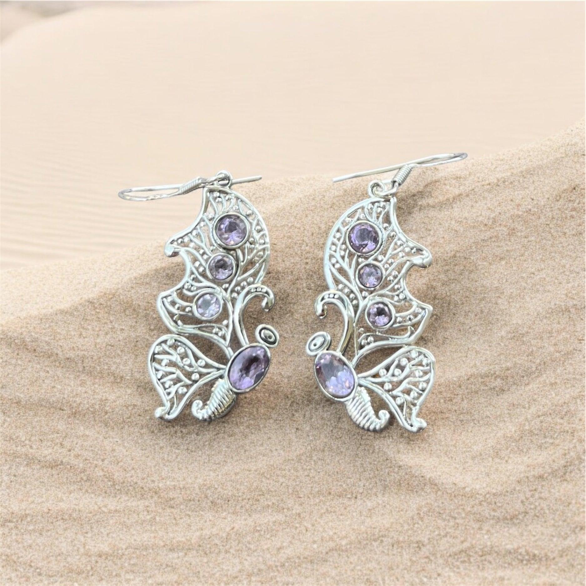 Butterfly Lolite Gemstone 925 Silver Earrings - Shineers