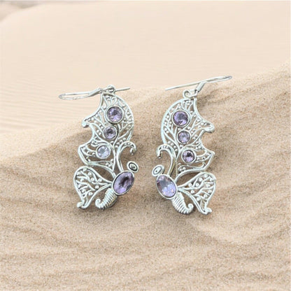 Butterfly Lolite Gemstone 925 Silver Earrings - Shineers