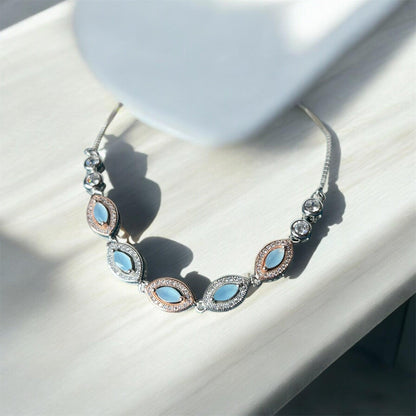 Blue Lagoon Rose Gold and Silver Chain Bracelet - Shineers