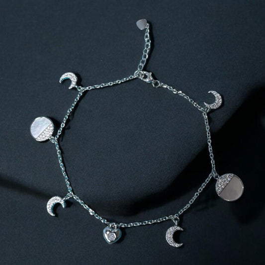 Moon charms 925 silver Anklet - Shineers