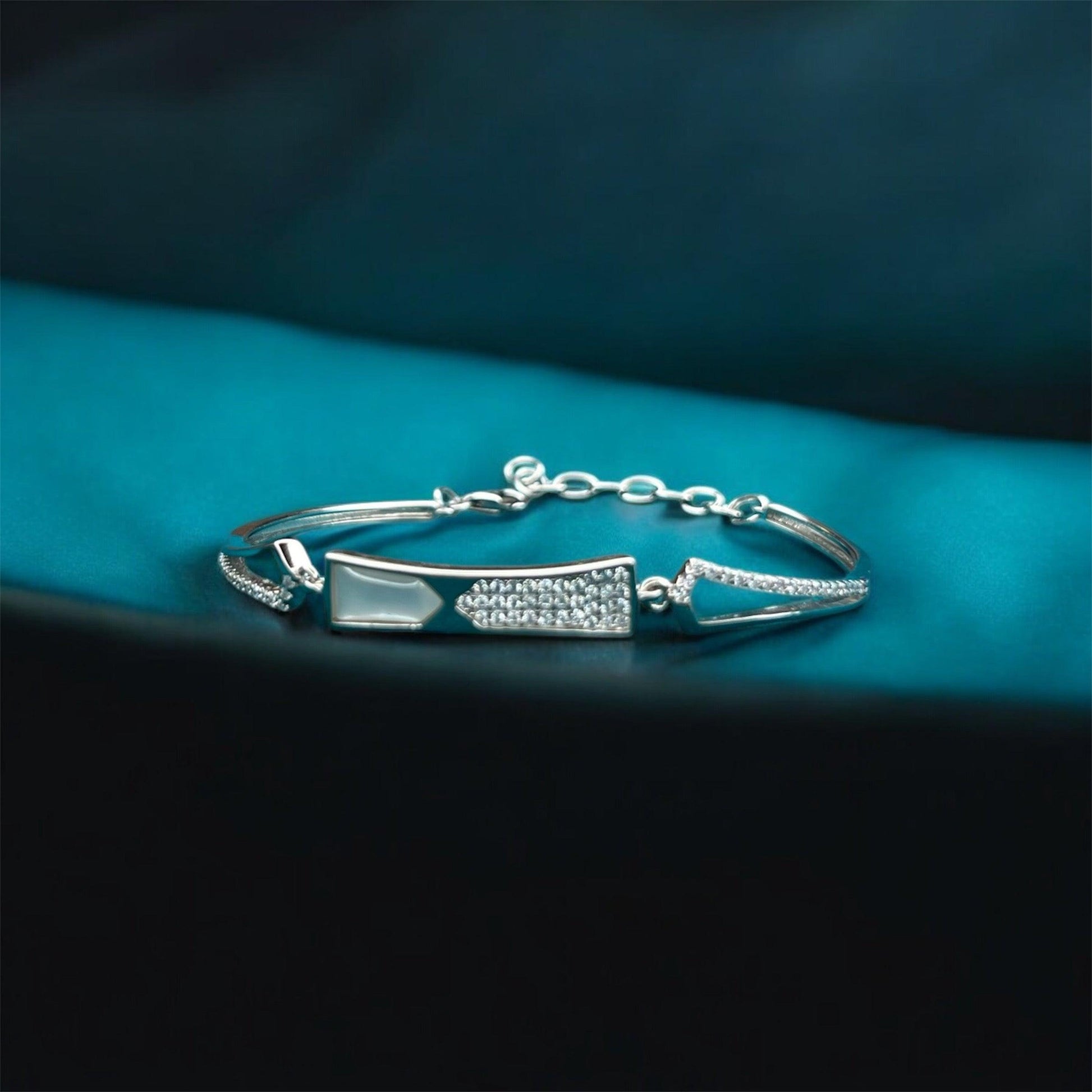 Radiant Elegance Zircon Studded 925 Silver Bracelet - Shineers