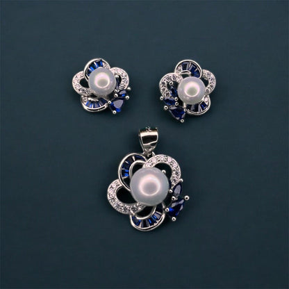 Scarlett Blossom 925 Silver Earrings and Pendant Set - Shineers