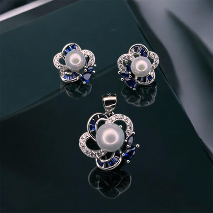 Scarlett Blossom 925 Silver Earrings and Pendant Set - Shineers