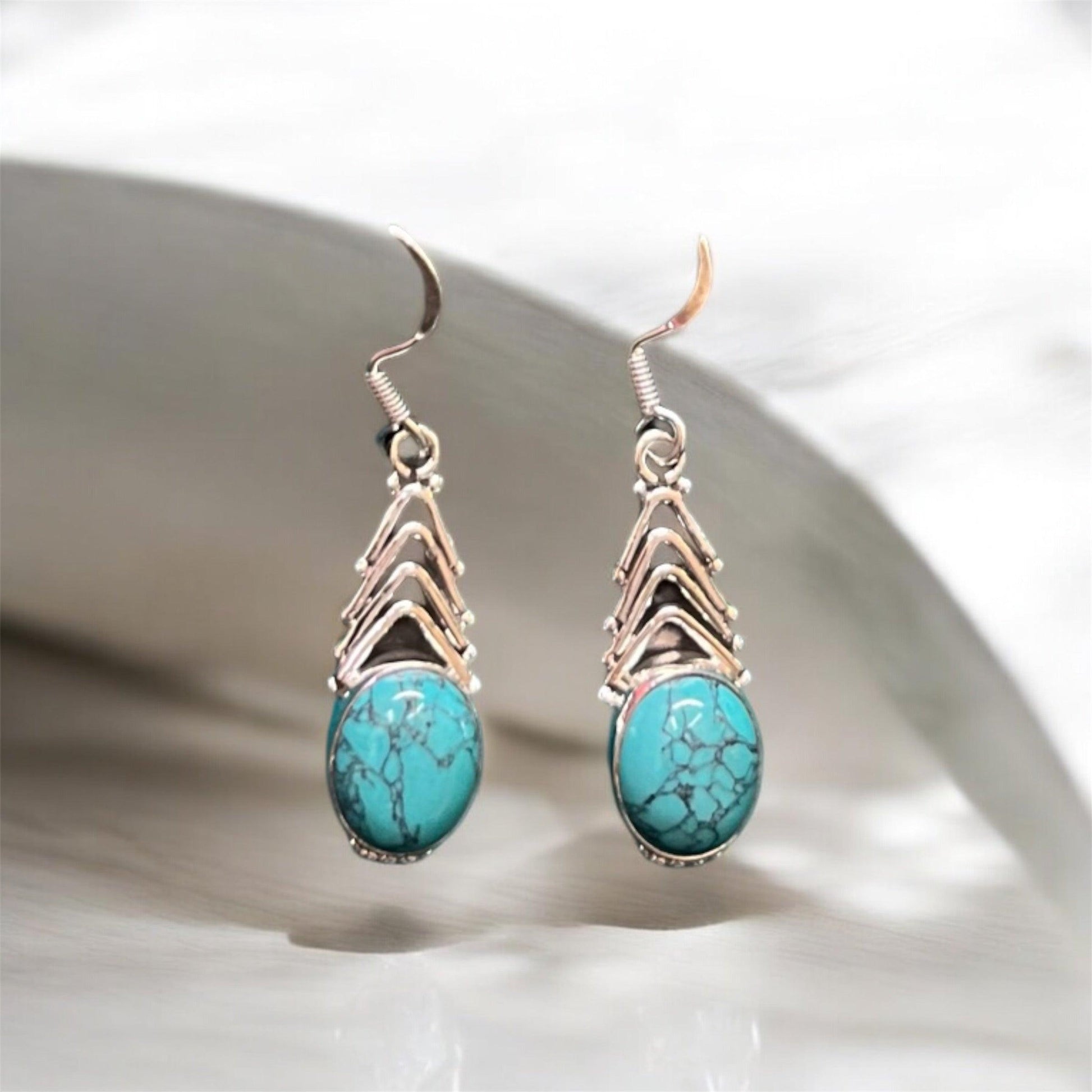 Tropical Radiance Turquoise 925 Silver Earrings - Shineers
