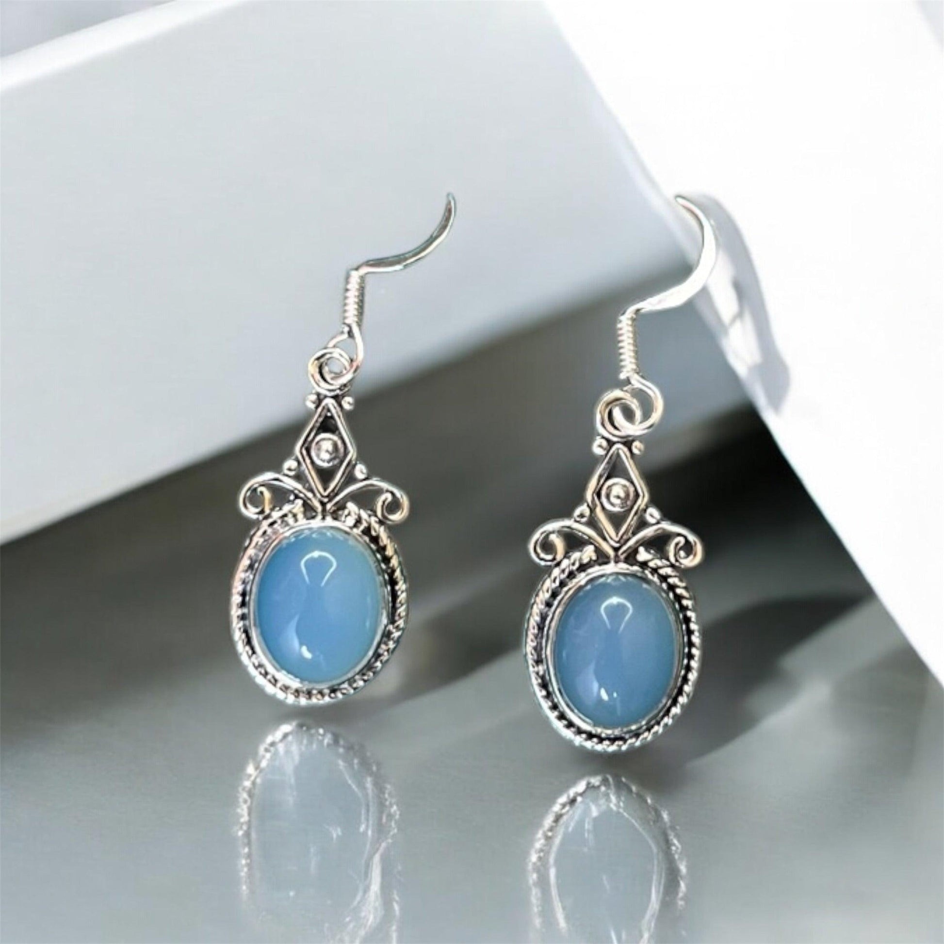Aqua Mirage 925 Silver Earrings - Shineers