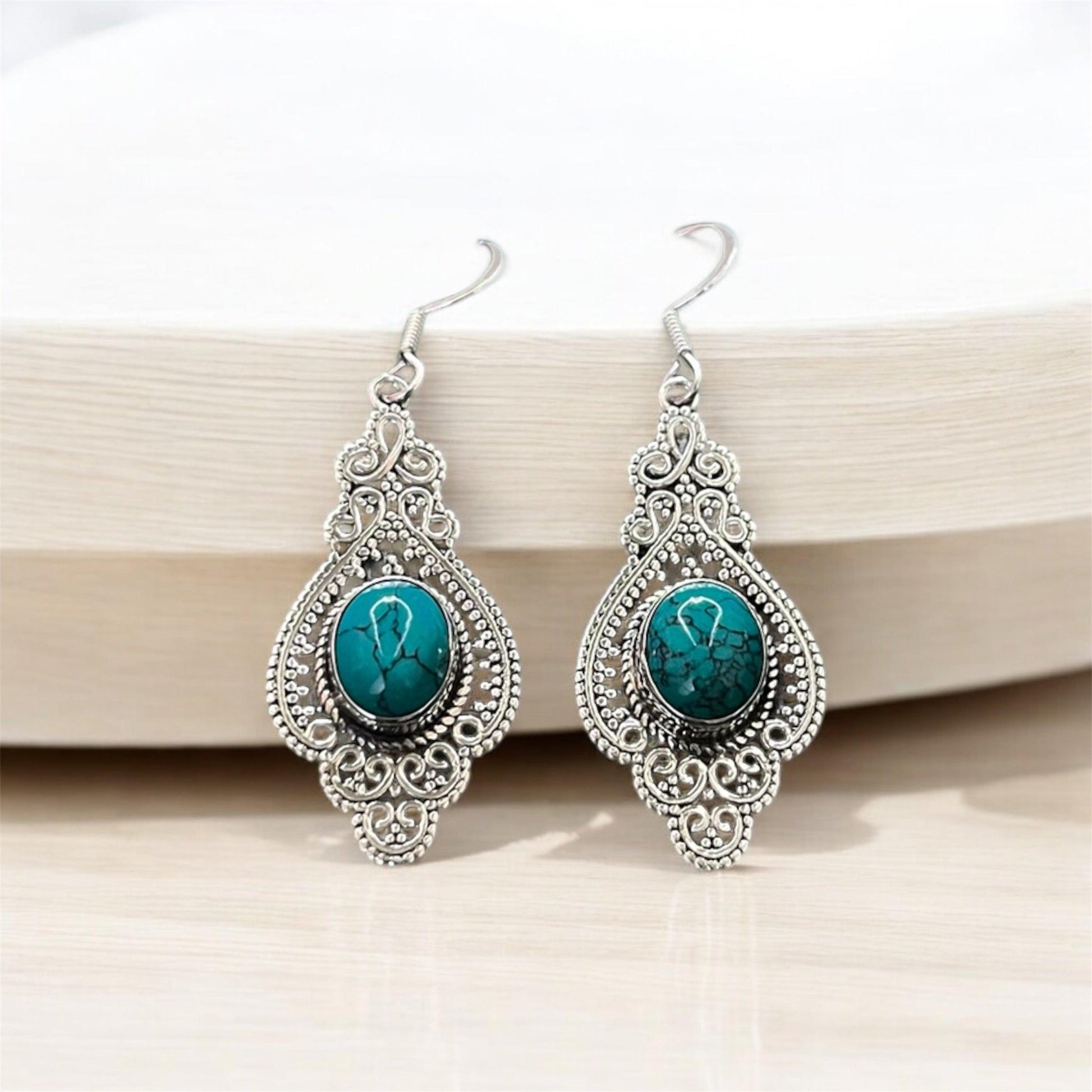 Skyline Spark Turquoise 925 Silver Earrings - Shineers