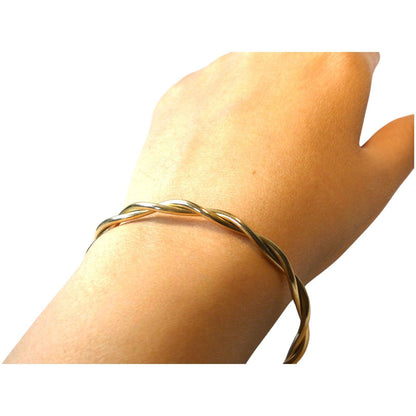 Twist Half Bangle 18K Gold Plated Bracelet - Shineers