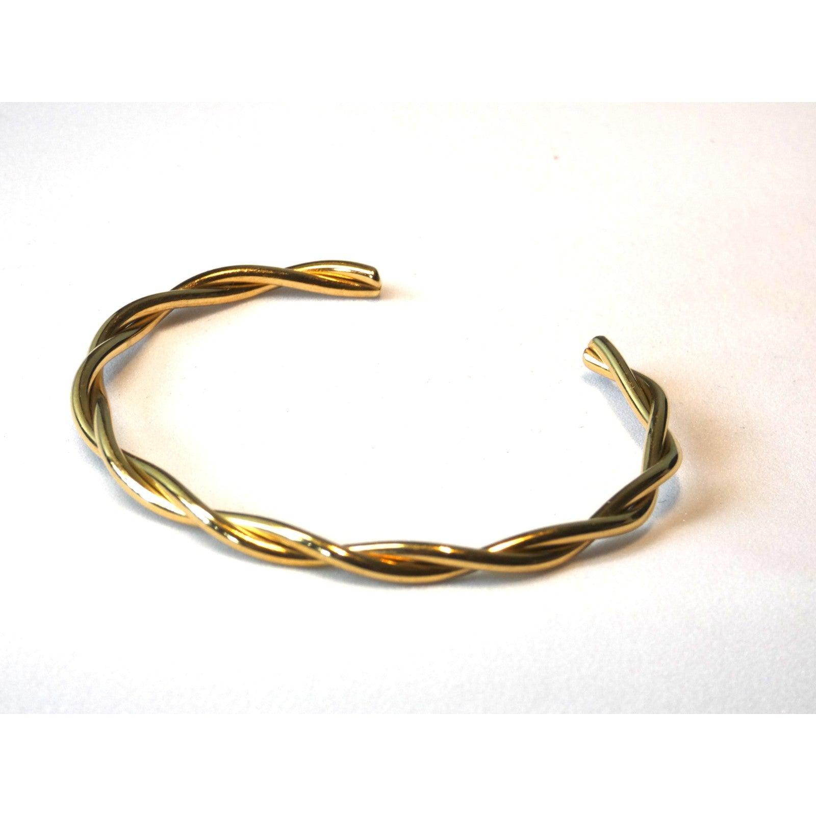 Twist Half Bangle 18K Gold Plated Bracelet - Shineers